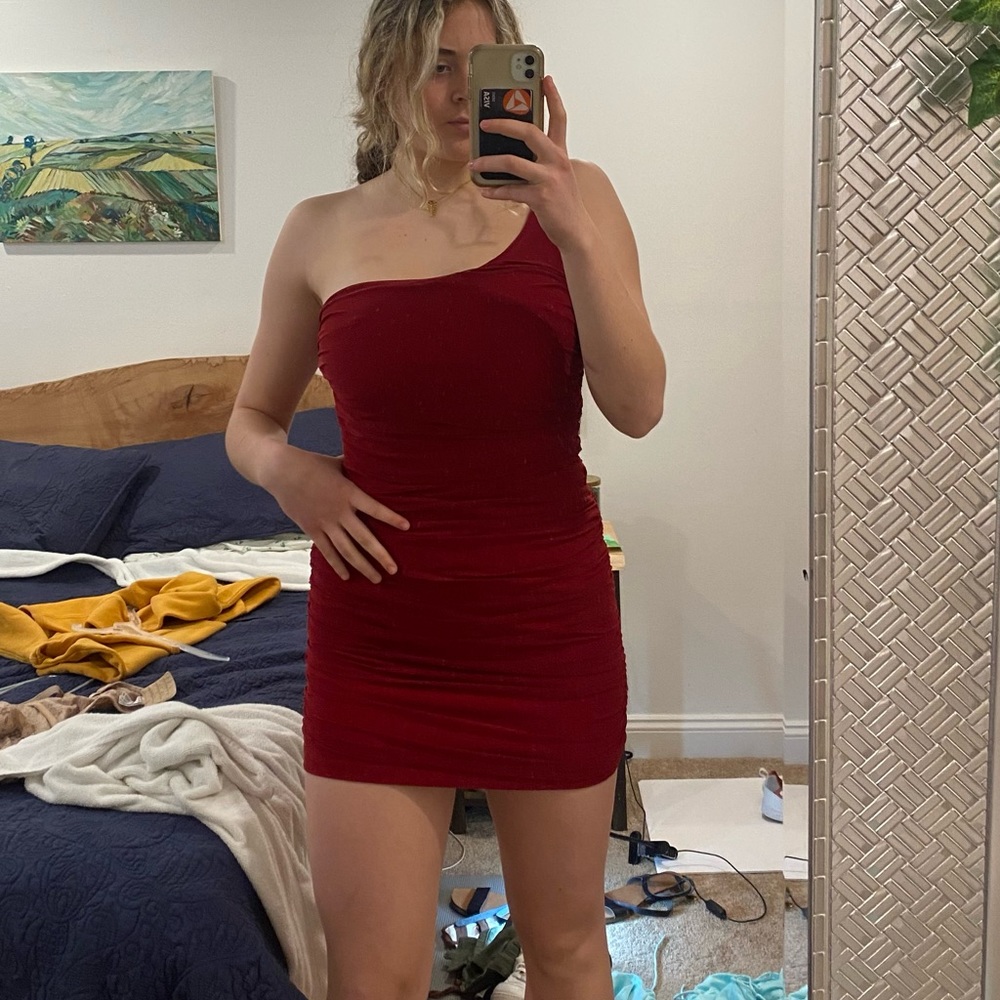 Red mini dress